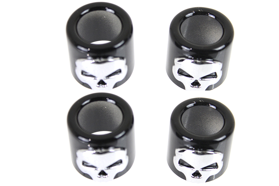 Pushrod Cover Cup Set with Skull Design Chrome with Black