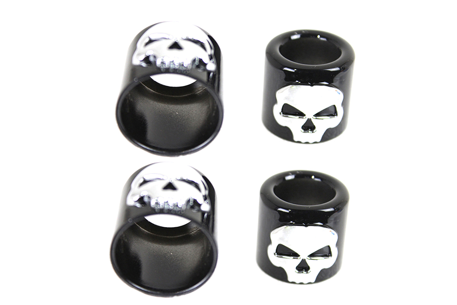 Pushrod Cover Cup Set with Skull Design Chrome with Black