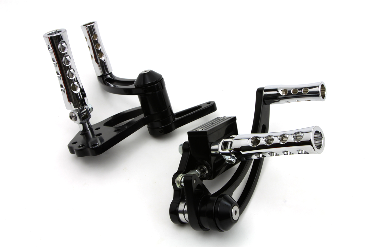 Black Billet Forward Control Set with Chrome Concave Footpegs