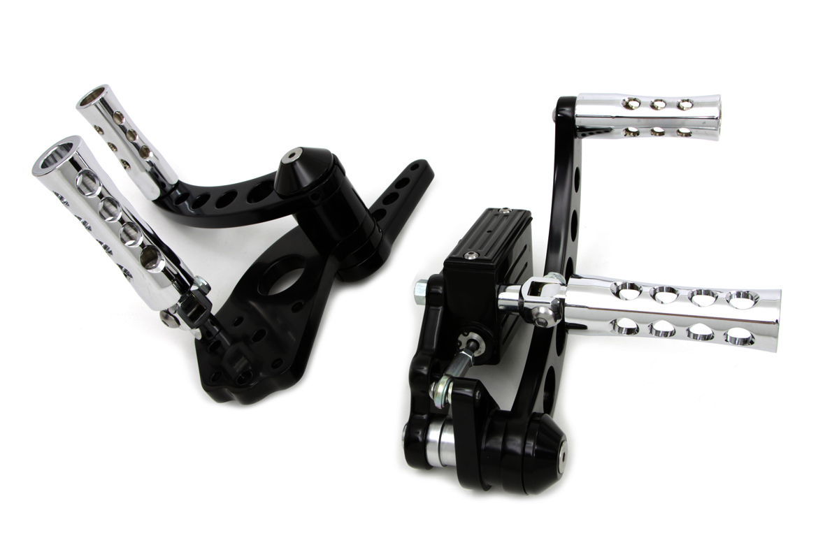 Black Billet Forward Control Kit w/ Chrome Concave Pegs