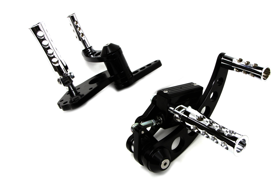 Black Billet Forward Control Kit w/ Chrome Concave Pegs