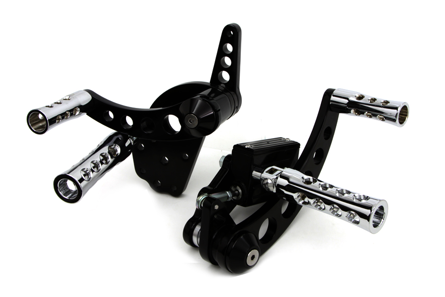 Black Billet Forward Control Kit w/ Chrome Concave Pegs