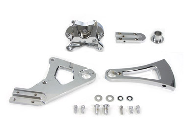 Chrome Rear 4 Piston Caliper and Bracket Kit