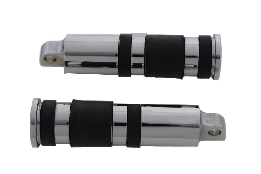 Chrome Banded Skull End Footpeg Set