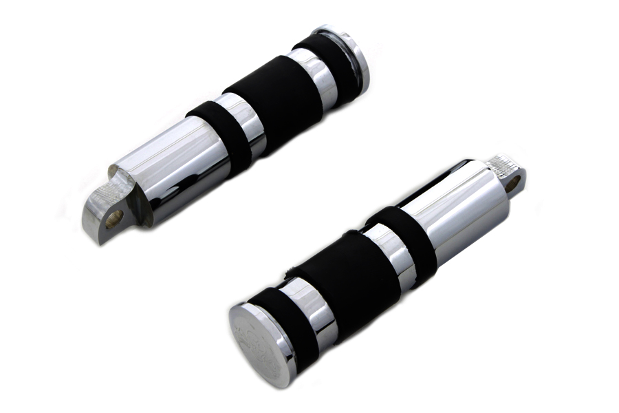 Chrome Banded Skull End Footpeg Set