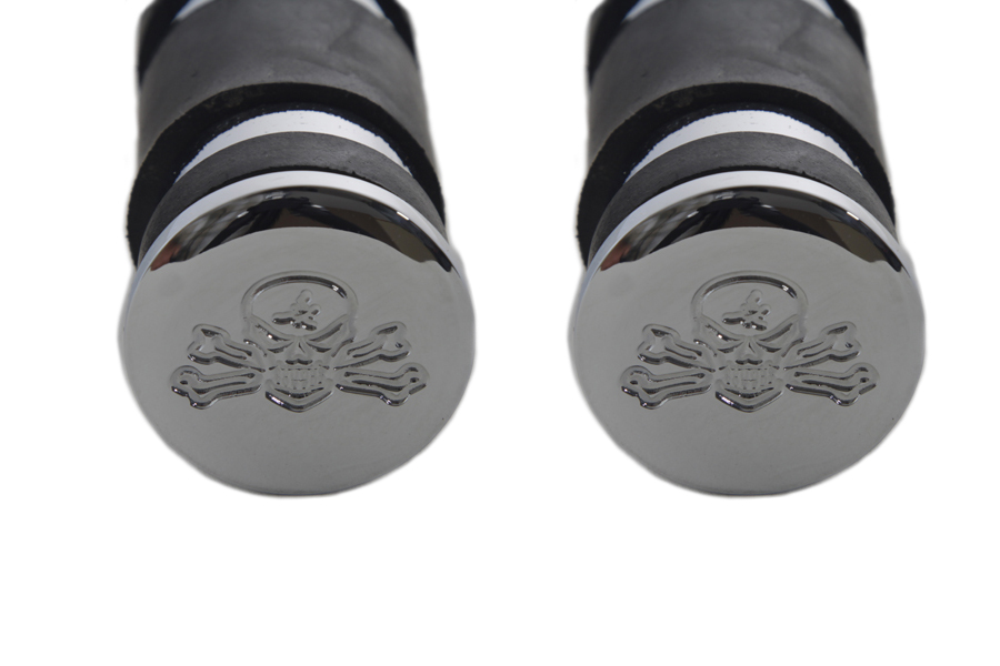 Chrome Banded Skull End Footpeg Set