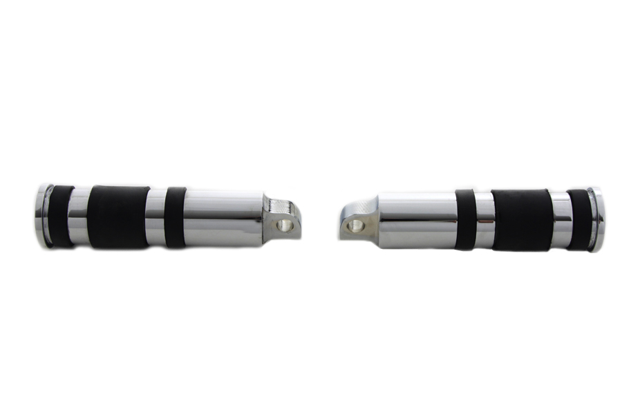Chrome Banded Skull End Footpeg Set