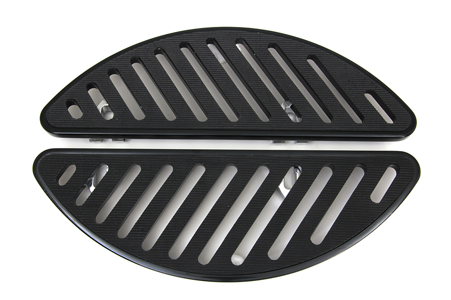 Drive Black Slotted Half Moon Footboard Set, FLT 1980-UP, FLST 1986-UP