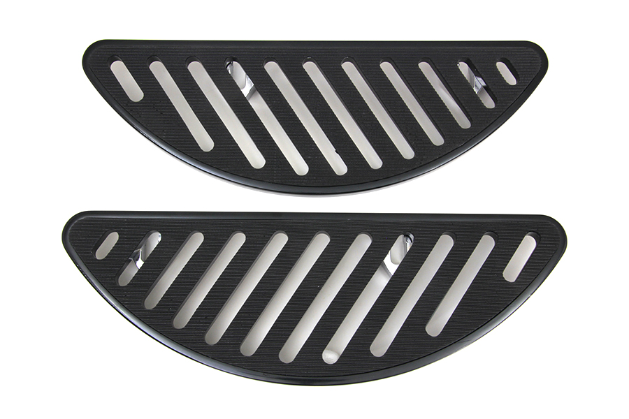 Drive Black Slotted Half Moon Footboard Set, FLT 1980-UP, FLST 1986-UP