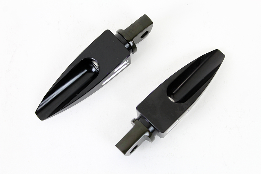 Black Adjustable Footpeg Set with Silver Highlights