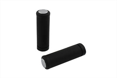 Black Stock Style Grip Set with Chrome Plugs