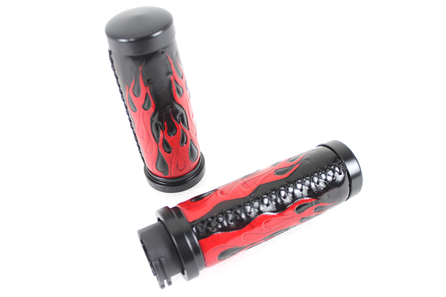 Red Flame Style Grip Set with Black Ends