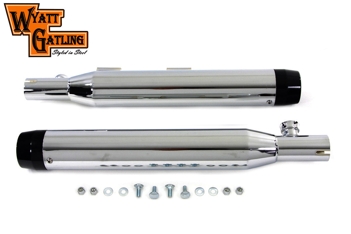 3" Chrome w/ Black Tapered Ends Muffler Set for XL 2007-UP