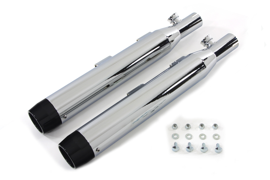 3" Chrome w/ Black Tapered Ends Muffler Set for XL 2007-UP