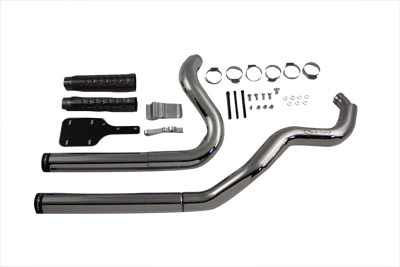 Chrome Rinehart FXD 1999-2005 Dyna Exhaust System Staggered Style