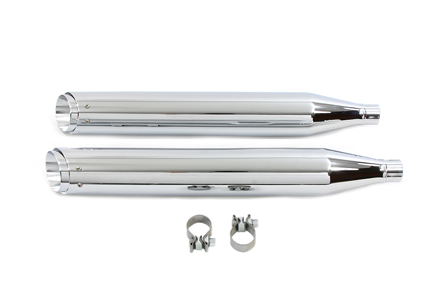 Chrome V&H 1995-up FLT Round Twin Slash Slip-on Mufflers