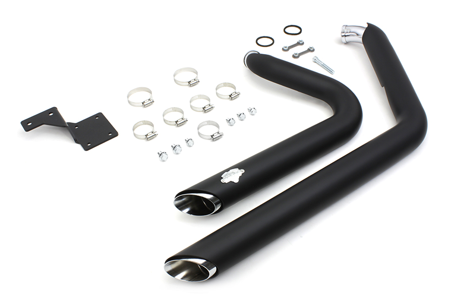 Black FXST 2012-UP Exhaust Drag Pipe Set Short Shots