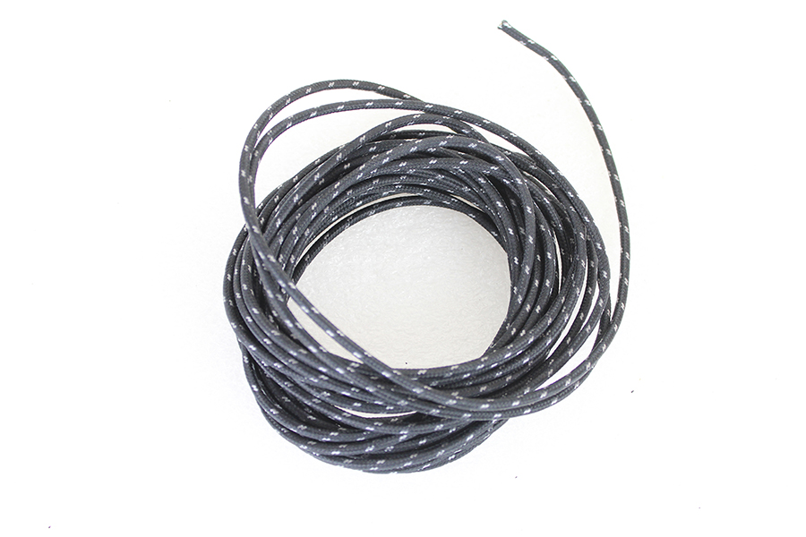 Black 25' Cloth Covered Wire with White Tracer