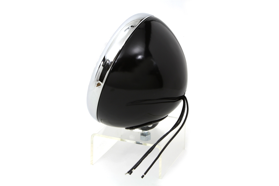 Black Replica 7 Round Headlamp 6 Volt