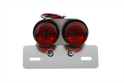 Chrome Twin Round Tail Lamp with Alloy License Bracket
