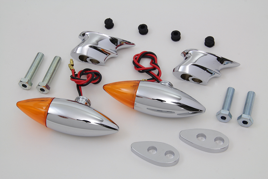 Chrome Torpedo Bullet Style Marker Lamp Set