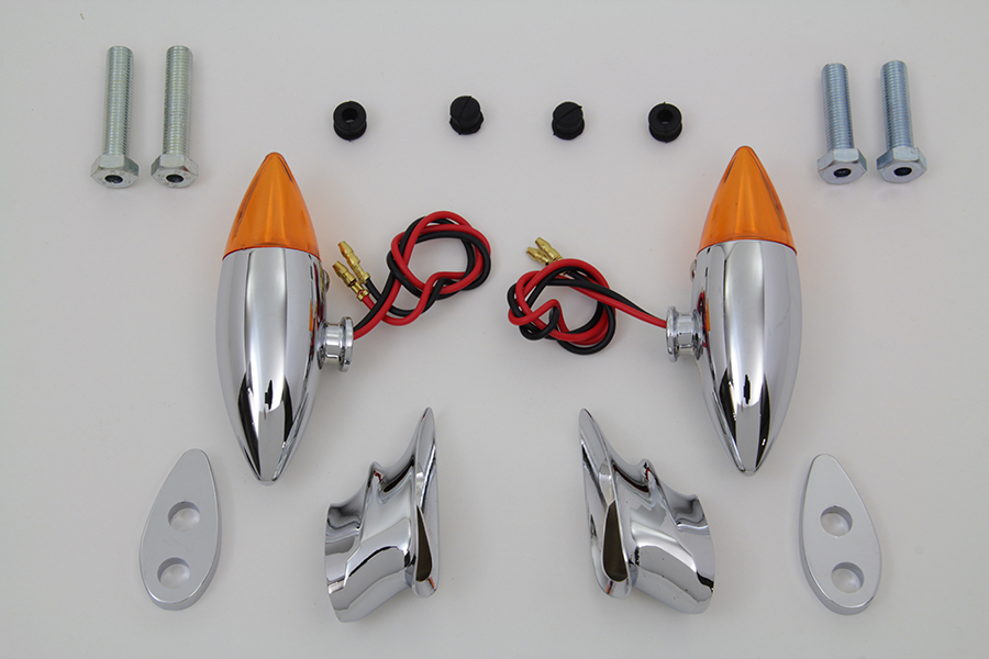 Chrome Torpedo Bullet Style Marker Lamp Set