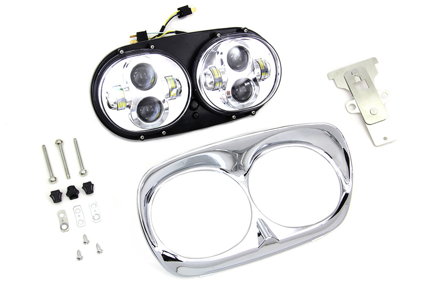 Chrome Dual LED Headlamp Unit