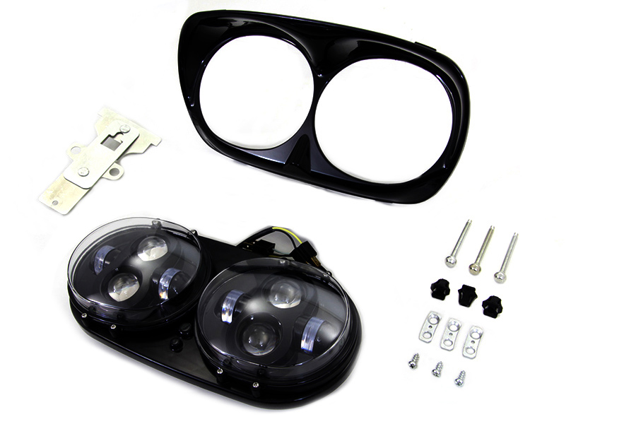 Black Dual LED Headlamp Unit
