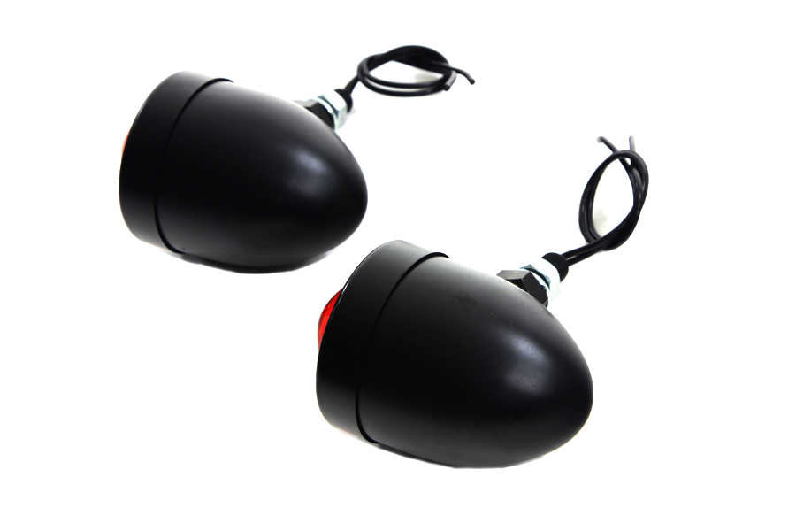 Black Bullet Marker Lamp Set with Red Lens