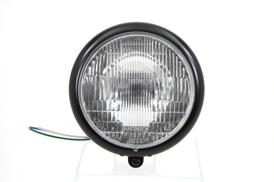 Black 5-3/4 Round Headlamp Assembly Tear Drop Style