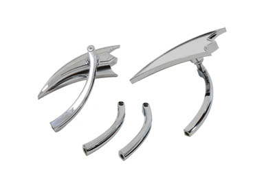 Crescent Chrome Mirrors Set with Solid Billet Stems Harley