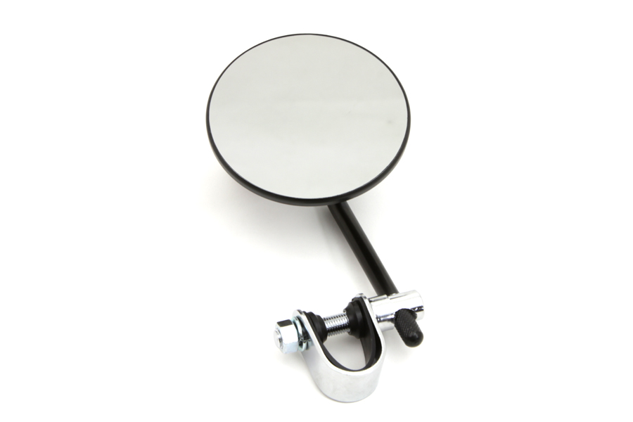4 Round Mirror with Clamp Black Steel