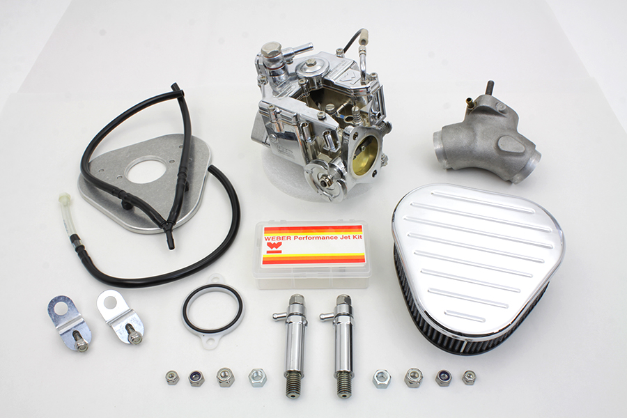 Chrome Weber 1984-1998 FX-FL Big Twins 80" Carburetor Kit
