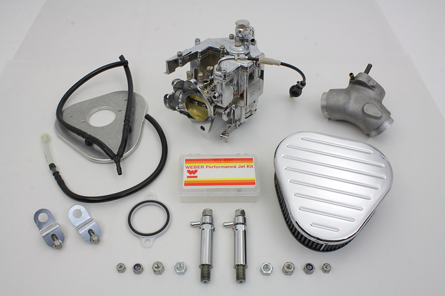 Chrome Weber 1984-1998 FX-FL Big Twins 80" Carburetor Kit