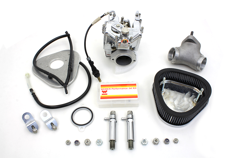 Chrome Weber 1984-1998 FX-FL Big Twins 80" Carburetor Kit