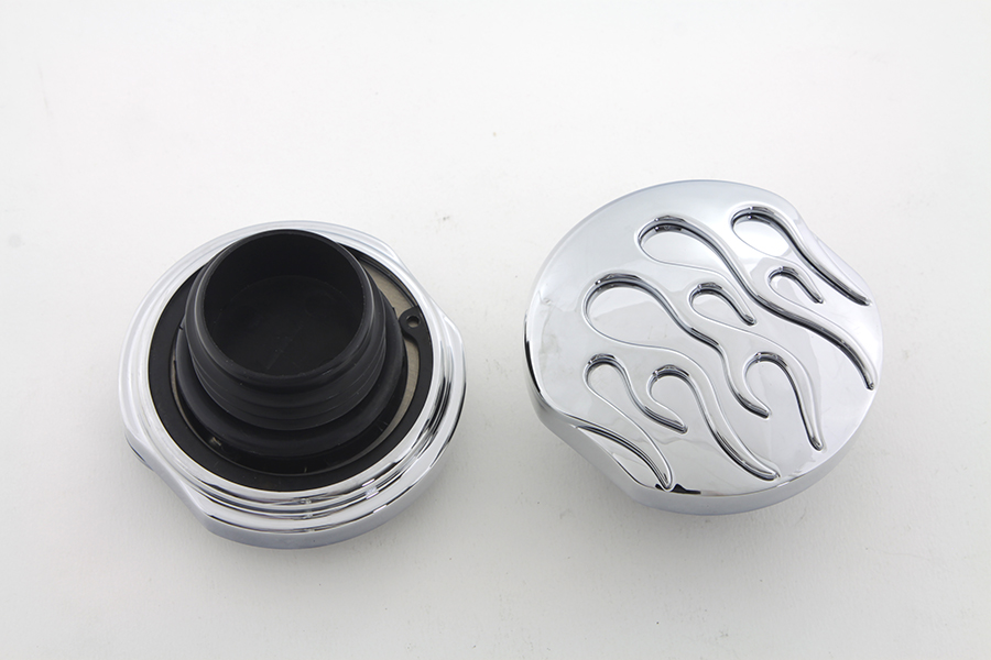 Chrome Flame Style Vented and Non-Vented Gas Cap Set