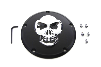 Black Derby Cover with Chrome Skull