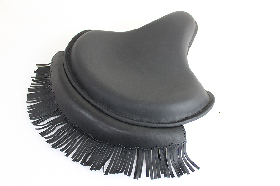 Black Leather Solo Seat With Fringe Skirt