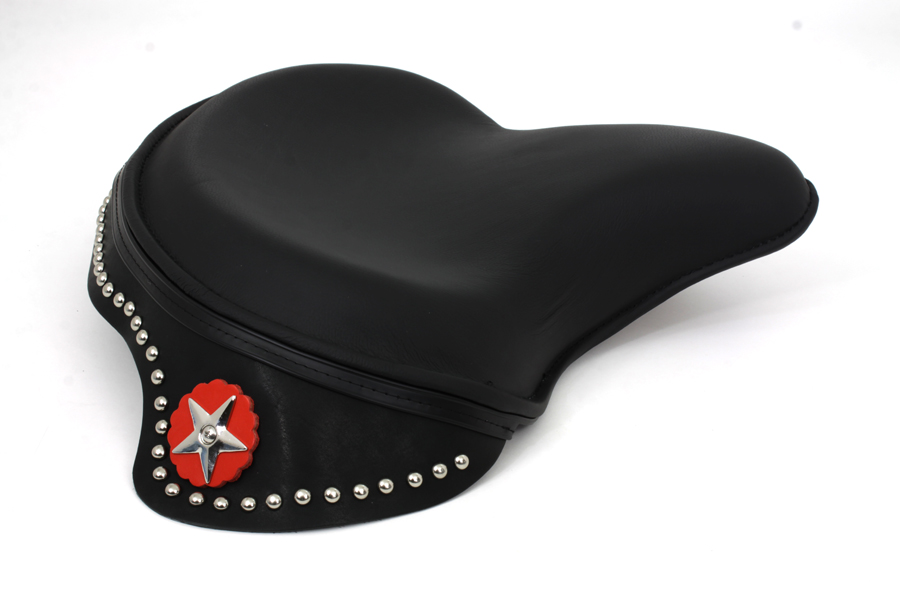 Black Leather Solo Seat with Skirt