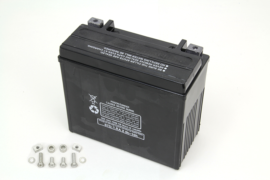 AGM 12 Volt Sealed Black Battery for 1973-1996 Big Twin & XLH